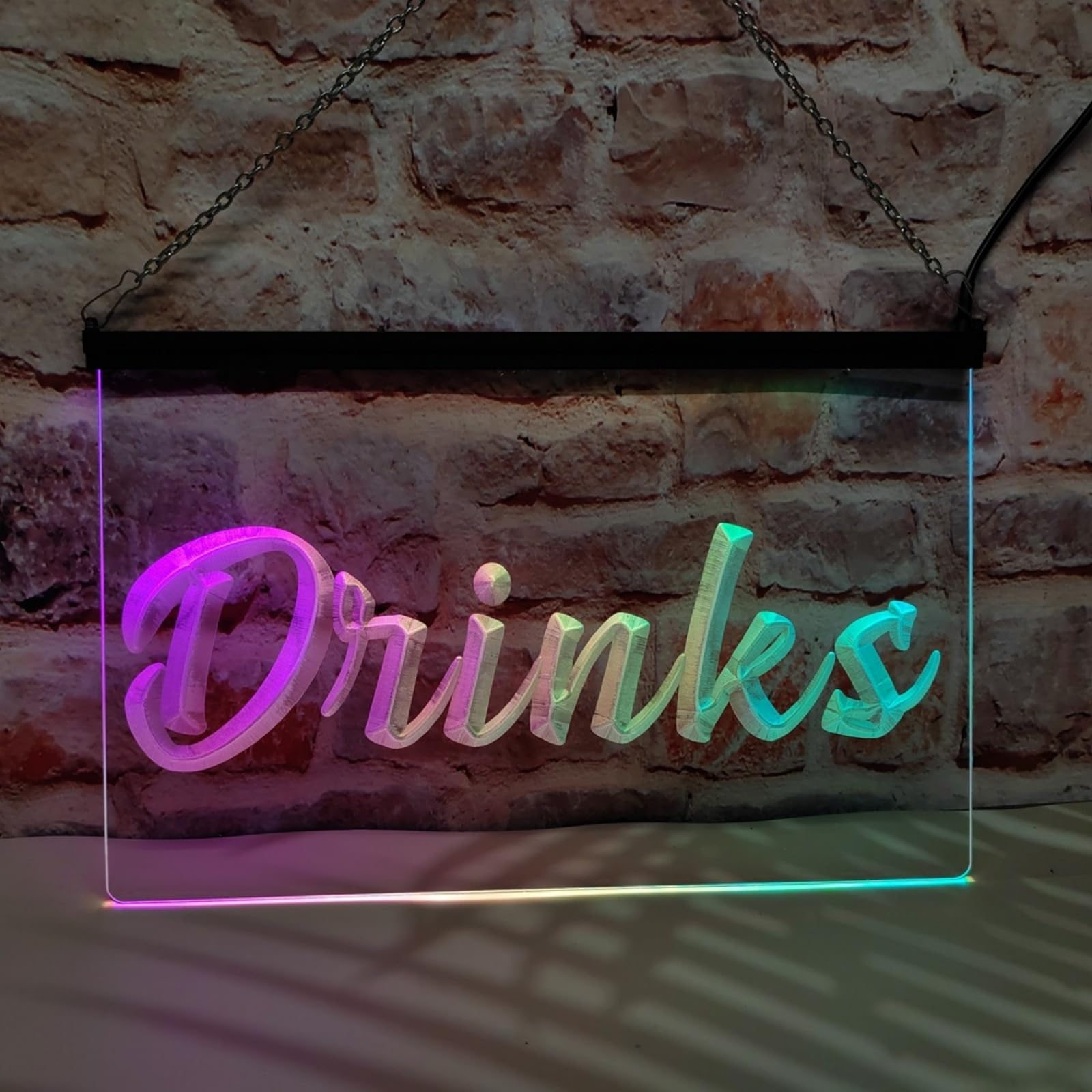 Drinks Neonowy szyld do dekoracji ścian – ściemniane, sterowane przez aplikację neony LED RGB z zasilaniem USB, idealne do lokali z napojami i herbaciarni,30x20cm