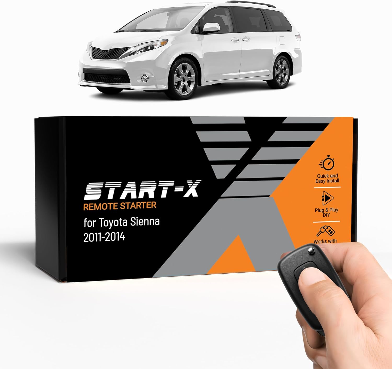 Start-X Remote Starter Kit for Toyota Sienna (2011, 2012, 2013, 2014) Vehicles | Key Ignition | Plug N Play Install | Lock 3X to Remote Start | Zero Wire Splicing