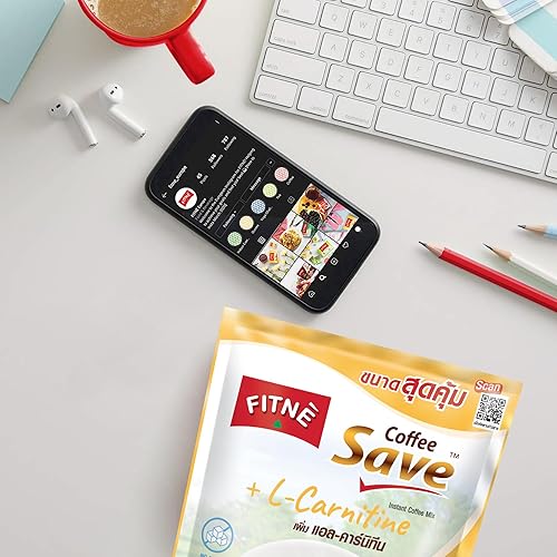 Miniatura 4 de FITNE - Paquetes de café instantáneo 3 en 1 mezcla con L-carnitina para ejercicio de entrenamiento Vitamina B1 B2 B6 Mezcla suave sin azúcar