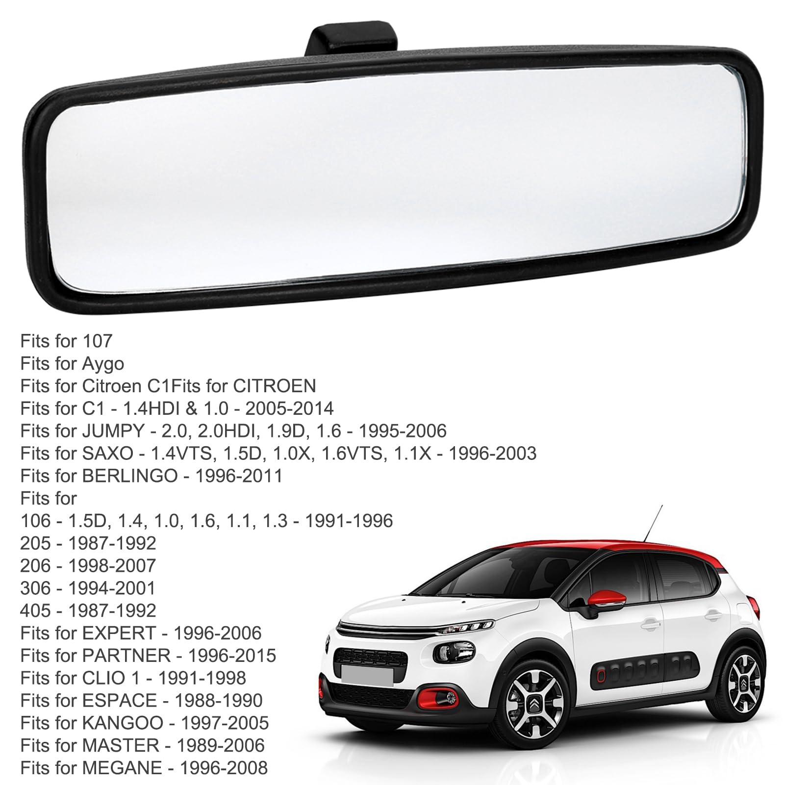 Rétroviseur Intérieur De Voiture 814842,Rétroviseur Intérieur Boîtier ABS Accessoires De Remplacement Pour 107/206/106