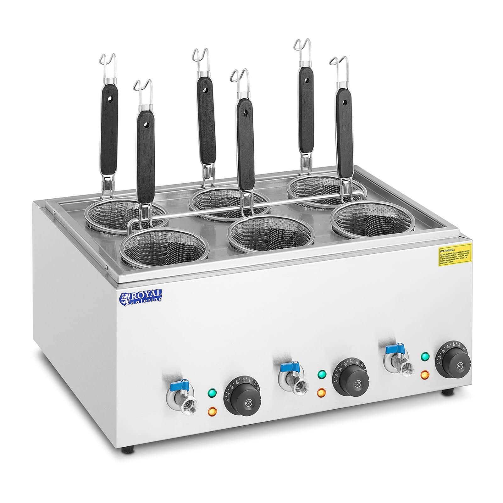 Royal Catering RC-PM006 - Fornello per pasta con 6 cestini, temperatura 30-110 °C