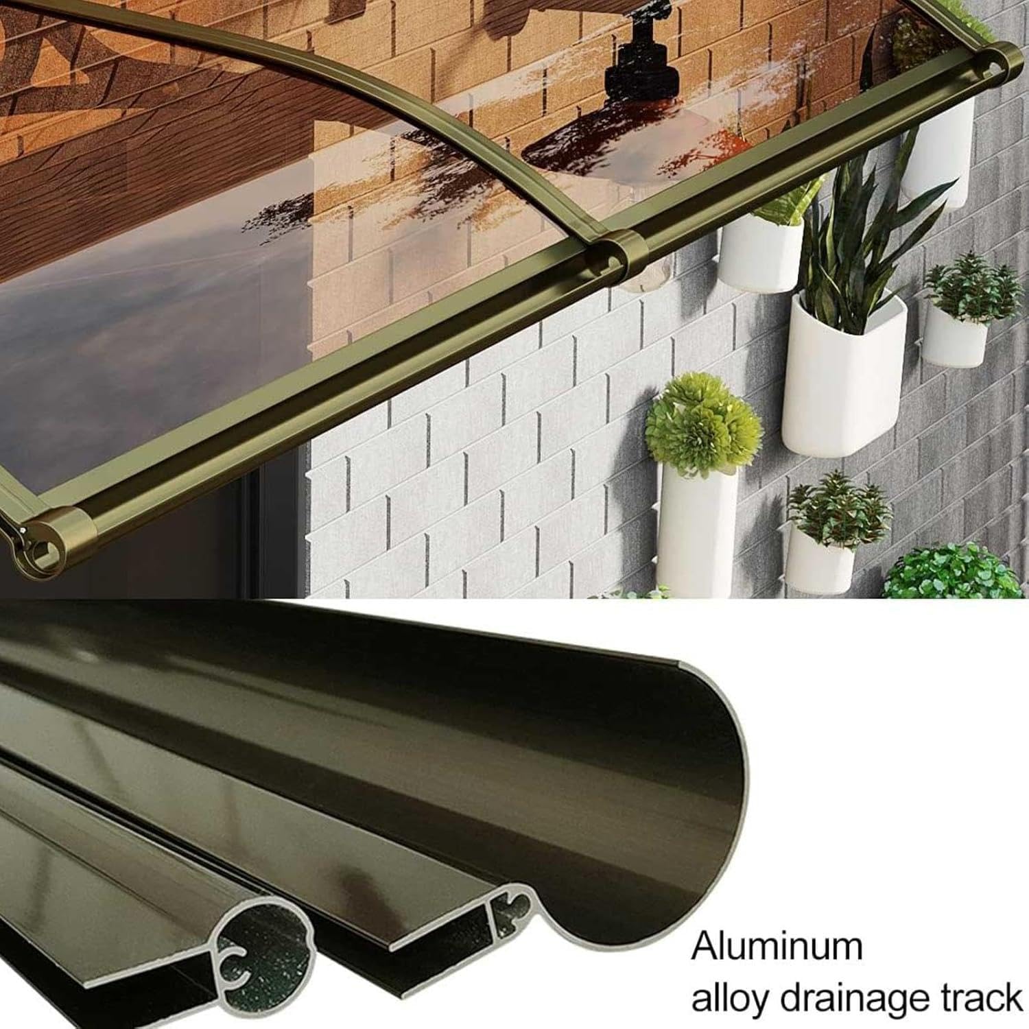 Odporna na warunki atmosferyczne markiza pod drzwi wejściowe ze stopu aluminium – trwały poliwęglan, schronienie balkonowe i ogrodowe z rynną