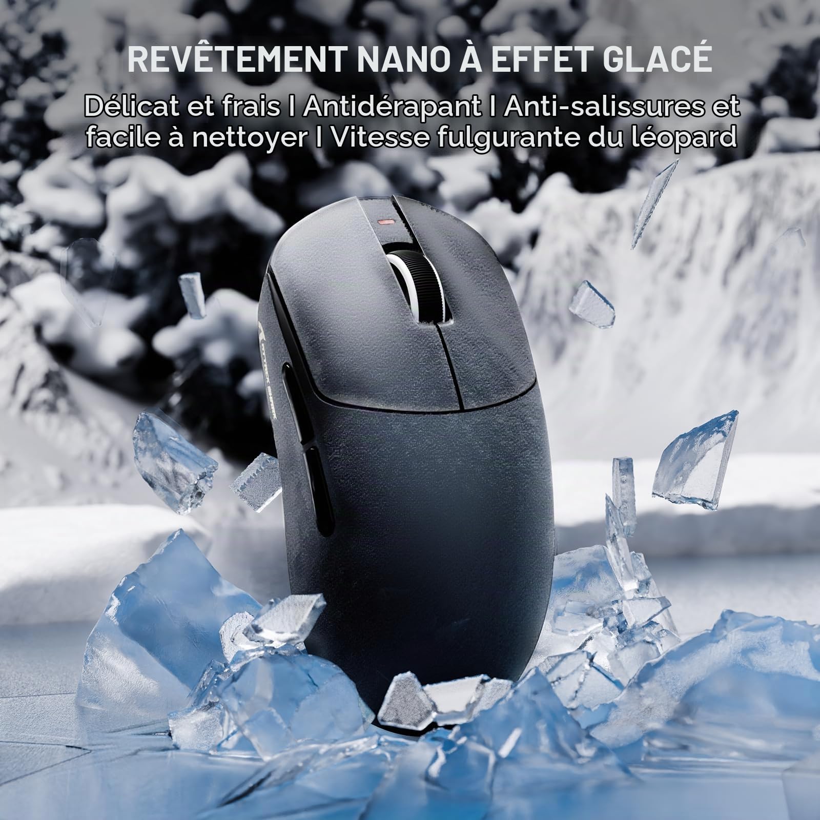 ATTACK SHARK X8 Ultra 8KHz Souris Gaming Sans Fil, 55g Ultraléger, Nordic52840, PAW3950MAX, 42KDPI, BT/2.4Ghz/Filaires, Revêtement Nano Frais, Grosses Mains, 500mAh, SW & Web Driver,Pour PC/Mac (Noir)