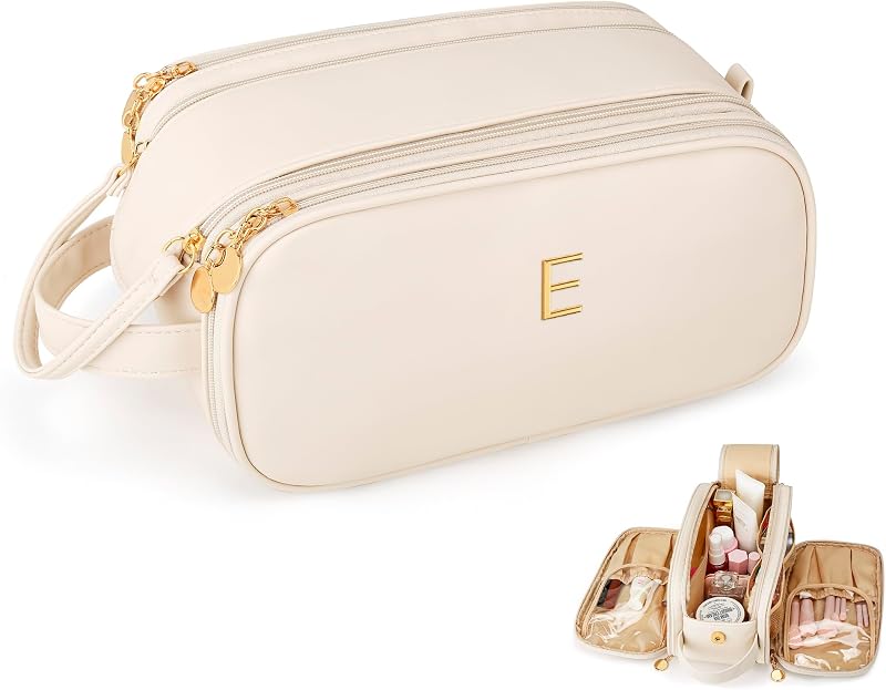 Necessaire de maquiagem e viagem CLOUDWINGS Bege, E, com inicial personalizada