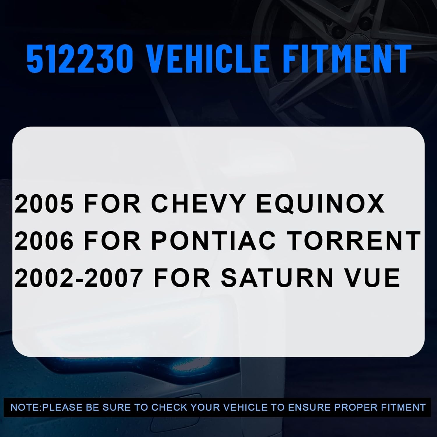 512230 Rear Wheel Hub and Bearing Assembly for Chevy Equinox 2006 for PontiaC Torrent 2006 for Saturn Vue 2002-2007 Non-ABS