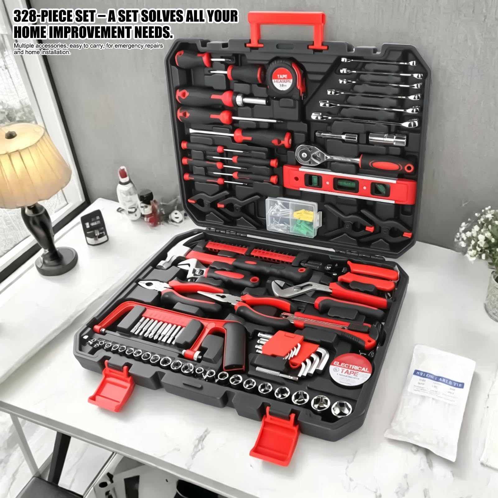 Genérico Kit De Herramientas para Hogar 328 Piezas Set de Reparación con de