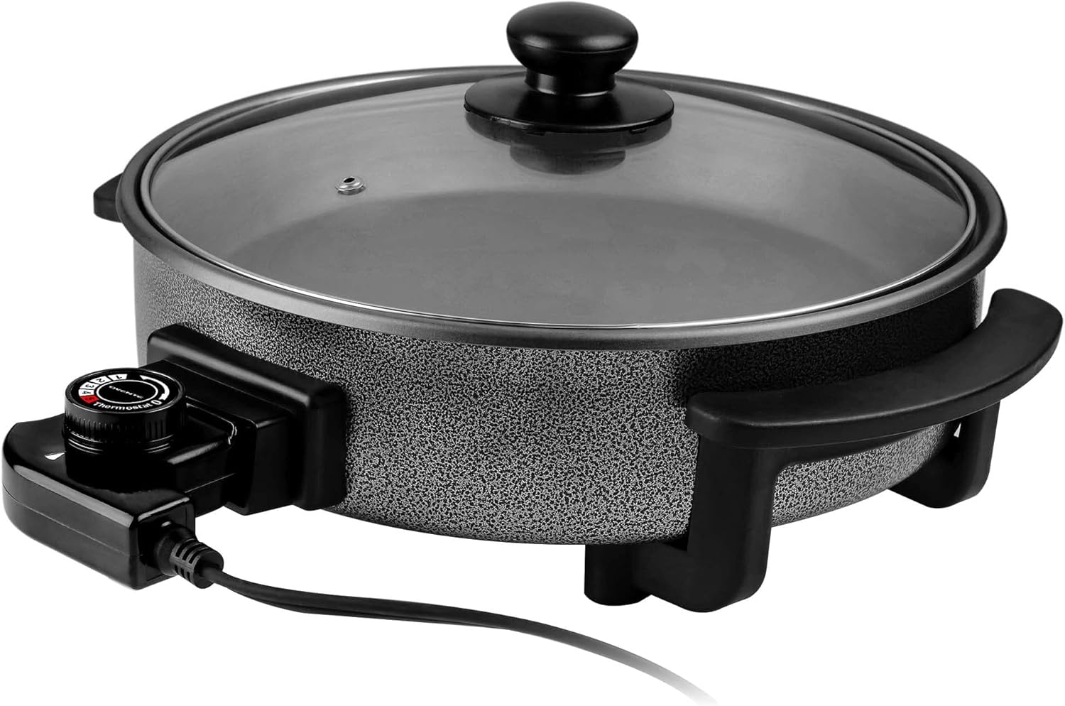 12 Inch Electric Kitchen Skillet with Nonstick Aluminum Coated Grill Pan & Glass Lid