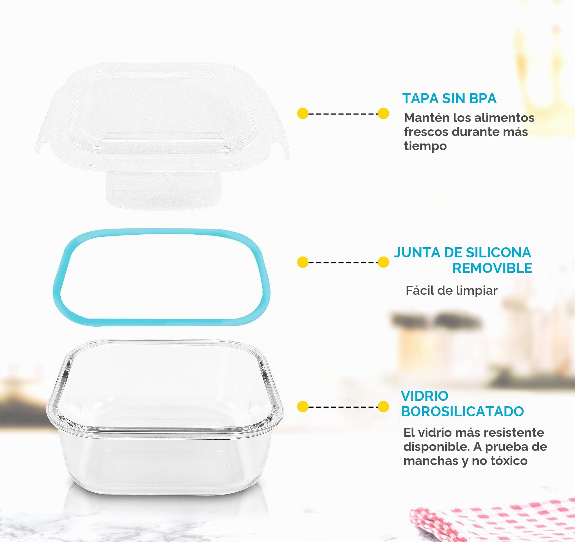 Utopia Kitchen - Fiambreras de cristal (18 unidades, 9 recipientes + 9 tapas), tapa transparente, sin BPA, para cocina o restaurante