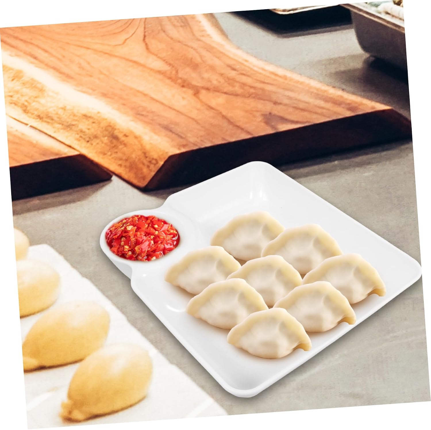 8 Piece Reusable PP Chip Dip Plates with Sauce Holder