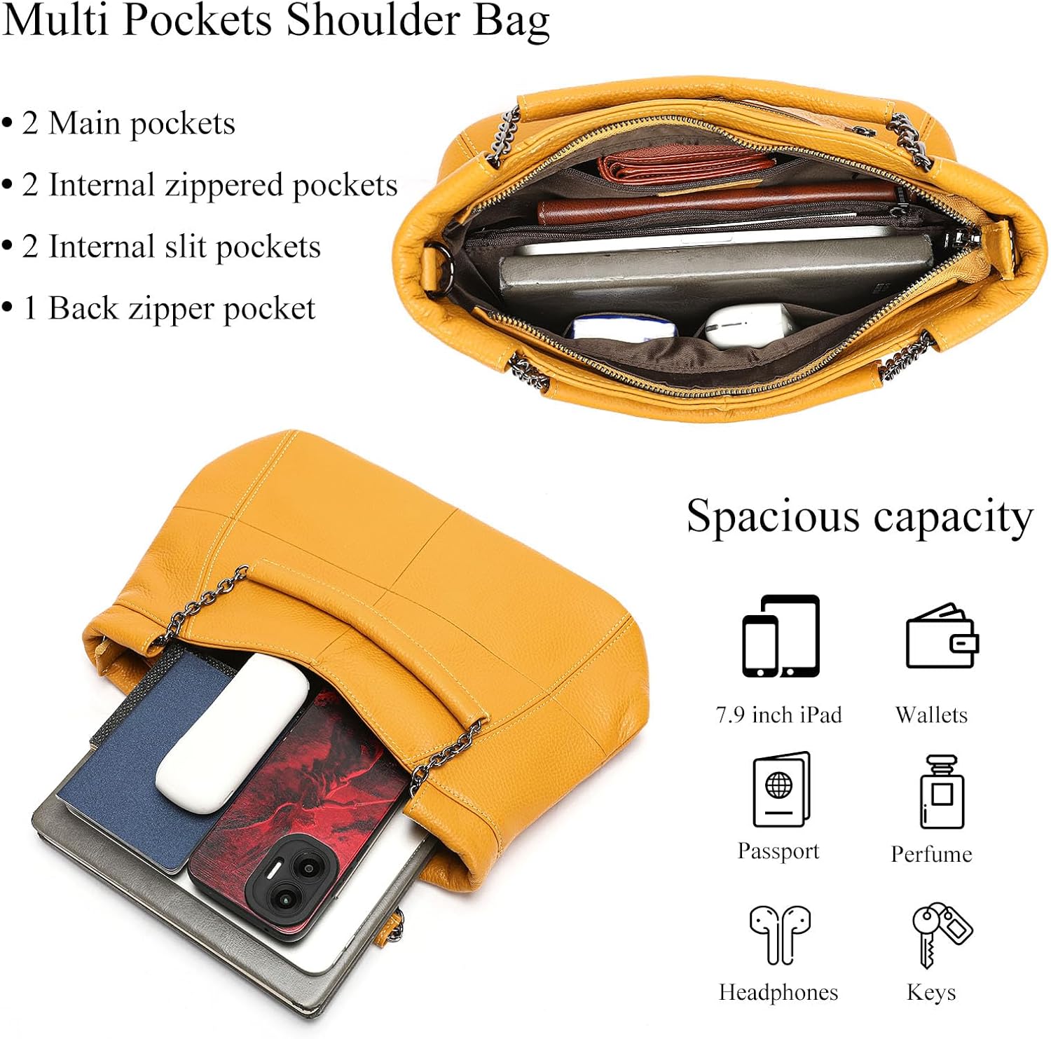 Genuine Leather Women Handbags and Purses Designer Medium Tote Bag Fashion Shoulder Crossbody Satchel Hobo Bag