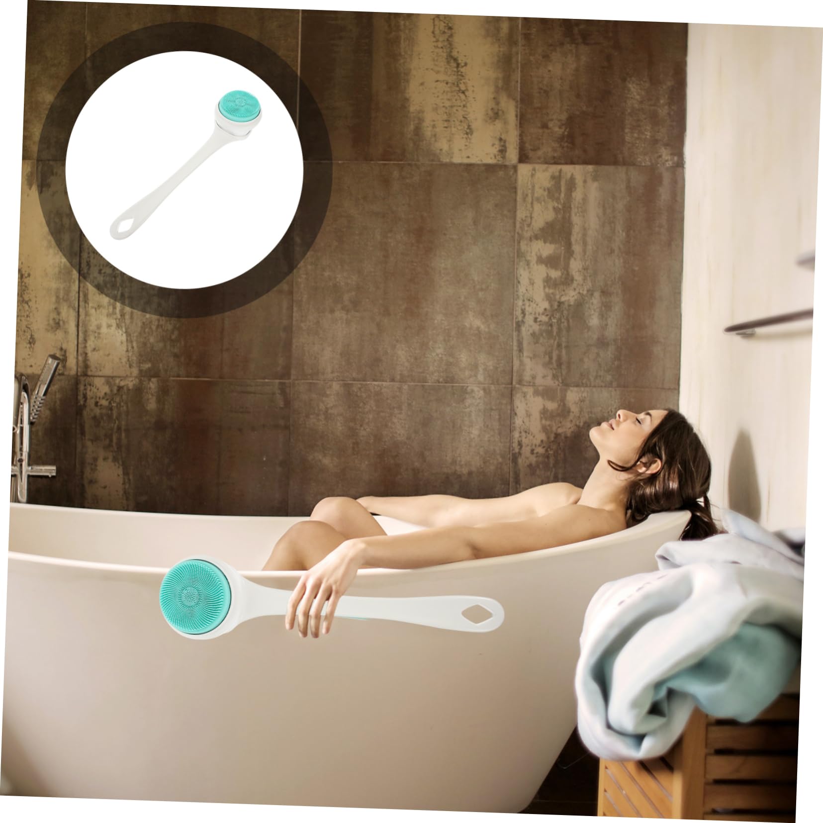 FRCOLOR Spazzola Elettrica da Bagno Manico in Silicone per Scrub Corpo e Schiena