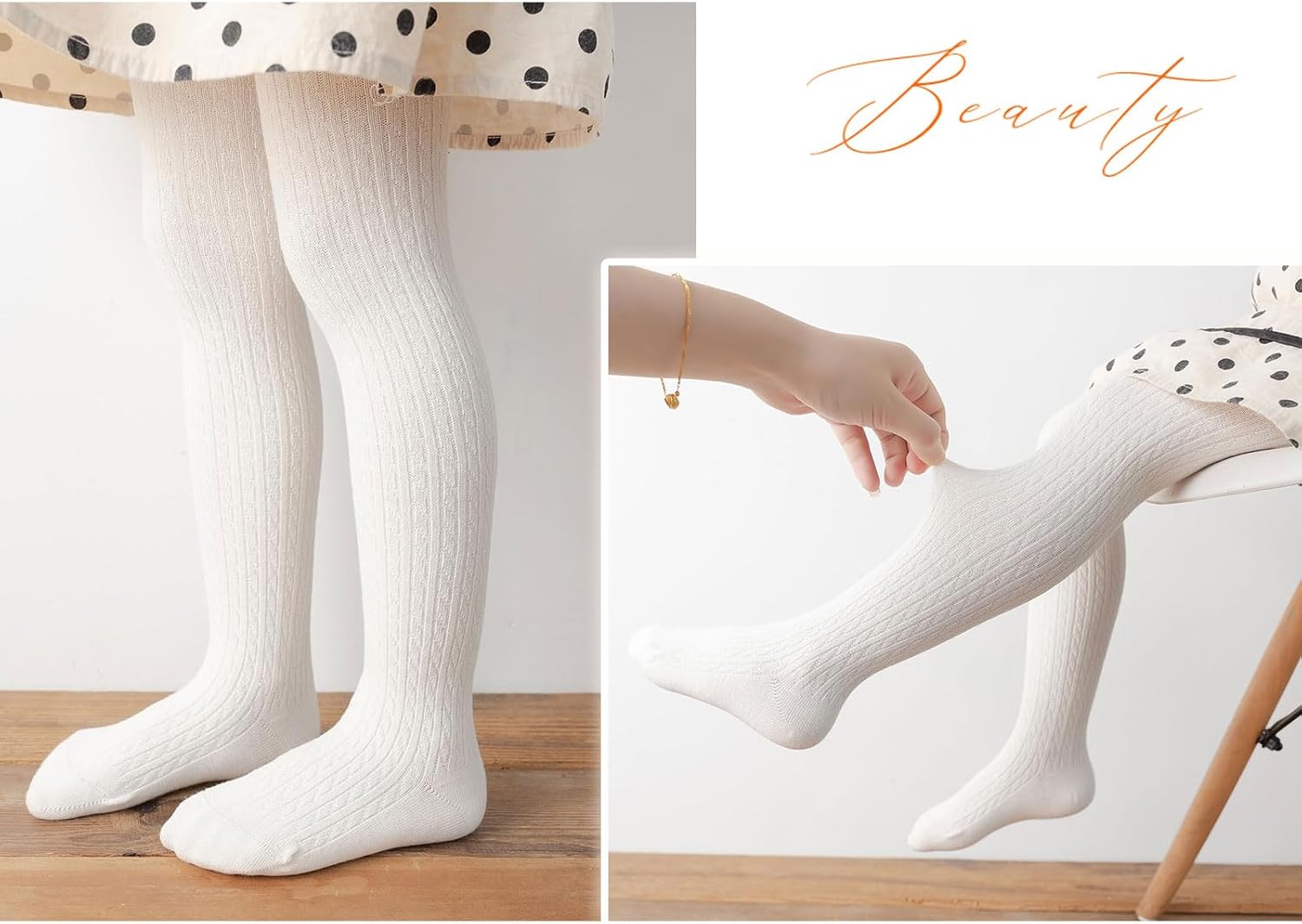 CHUNG Toddler Little Girls Cotton Tights Footed Thick Winter Cable Knit Legging Pantyhose Stocking - Image 5