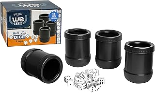WE Games Dice Cups, Professional Grade Plastic with 20 Dice & Instructions for Liar's Dice, Set of 4