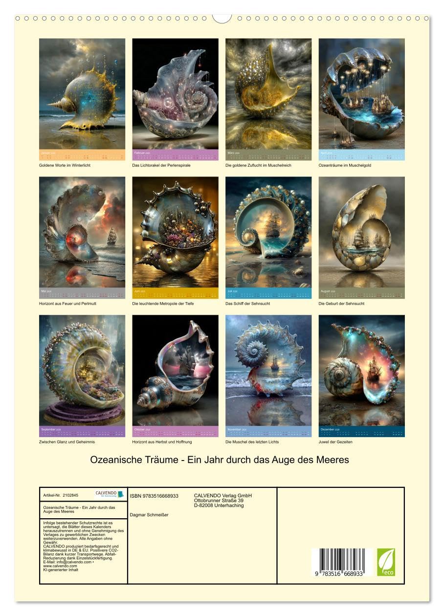 Ozeanische Träume - Ein Jahr durch das Auge des Meeres (hochwertiger Premium Wandkalender 2026 DIN A2 hoch), Kunstdruck in Hochglanz: Entdecke die ... und Fantasie lieben. (CALVENDO Natur)