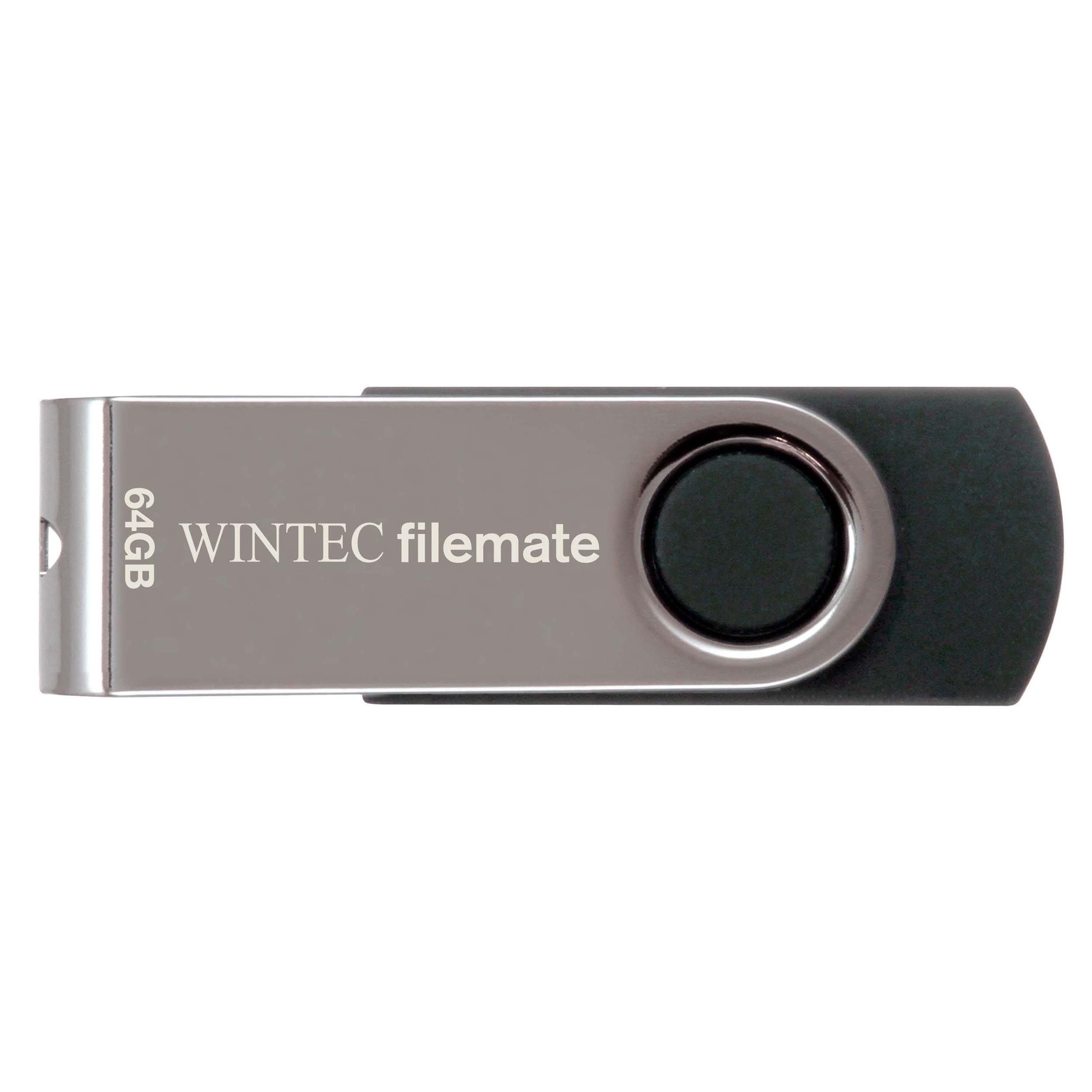 Wintec FileMate Swivel 64GB USB 2.0 Flash Drive, Black/Silver (3FMUSB64GWB-R)