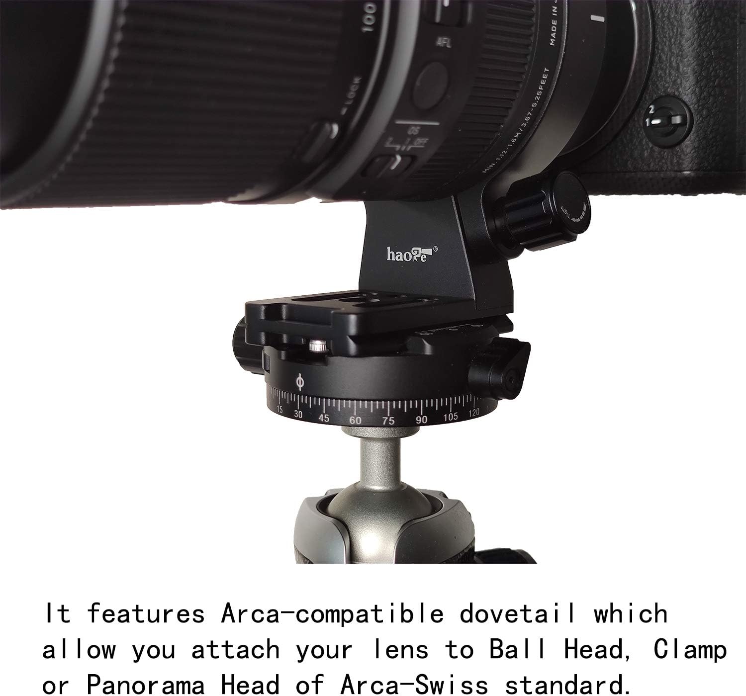 Haoge LMR-SM140S Lens Collar Replacement Foot Tripod Mount Ring Stand Base for Sigma 100-400mm F5-6.3 DG DN OS Lens Sony E Mount Art 105mm F1.4 DG HSM Built-in Arca Type Quick Release Plate