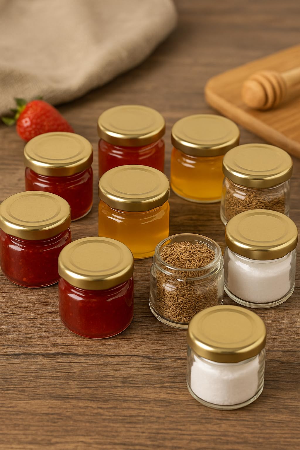 AFAST Glass Jar with Lid, Airtight Kitchen Container Set for Storage, 30 ml, Small Transparent Spice Jar, Masala, Chutney, Jam, Condiment & Sample Bottle Pack of 10 |-image-15