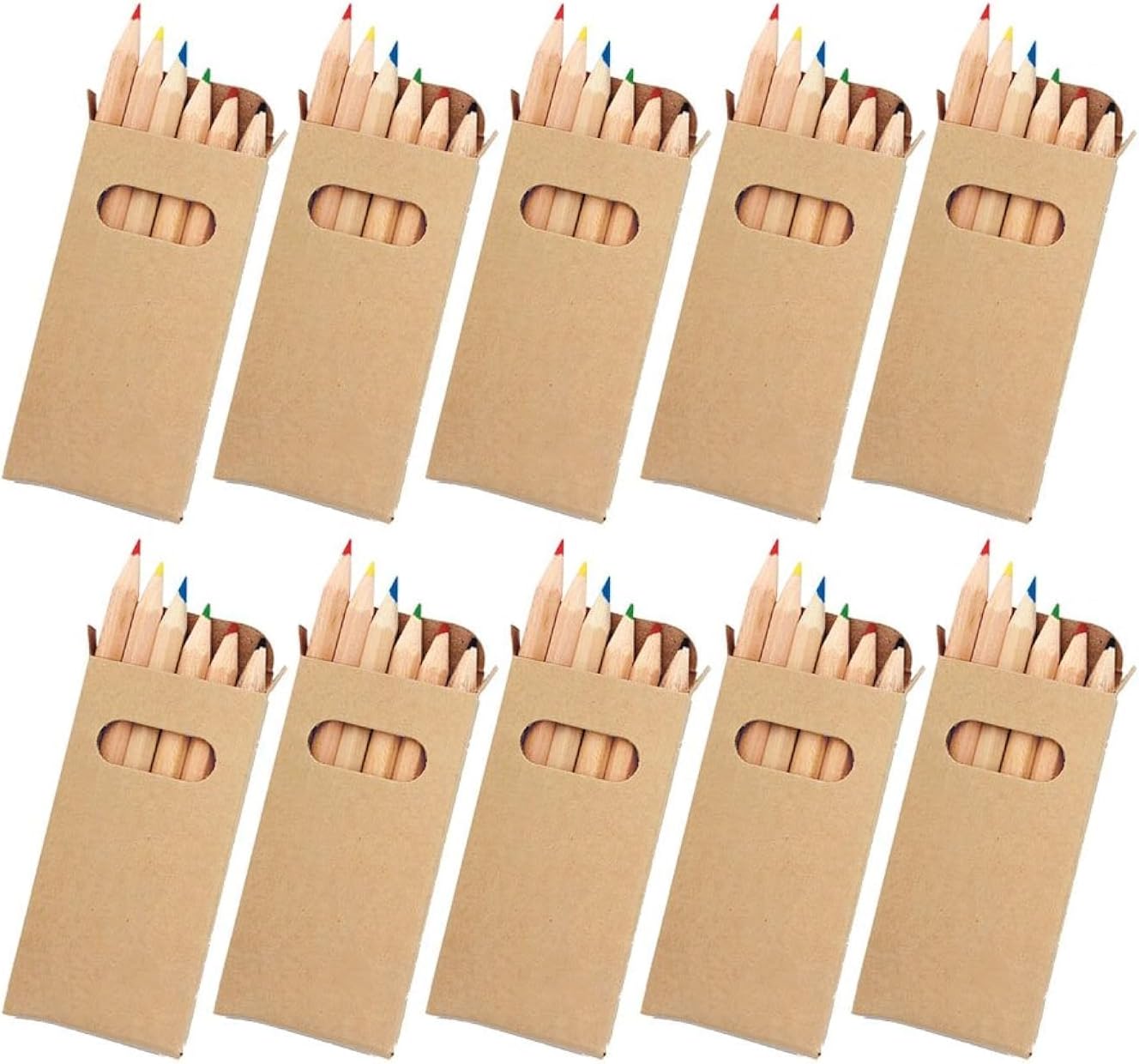 eBuyGBColouring Pencil Crayons, Kids Party Bag/Loot Toy Wedding Favour (Pack of 100), Brown