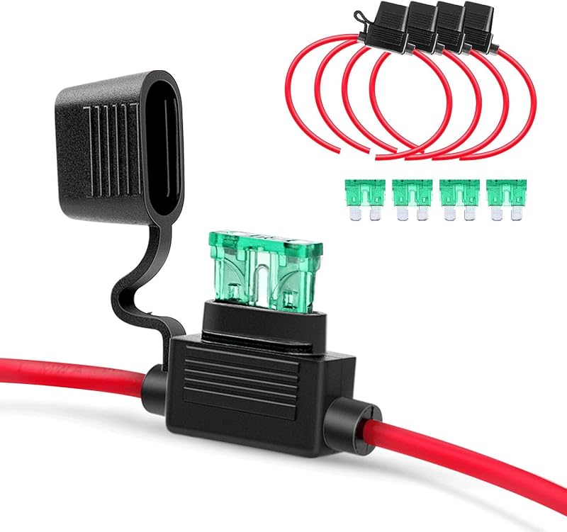 Porta-fusível automotivo em linha Nilight GA0004 12 AWG ATC/ATO com fusível de lâmina 30 A – Pacote com 5