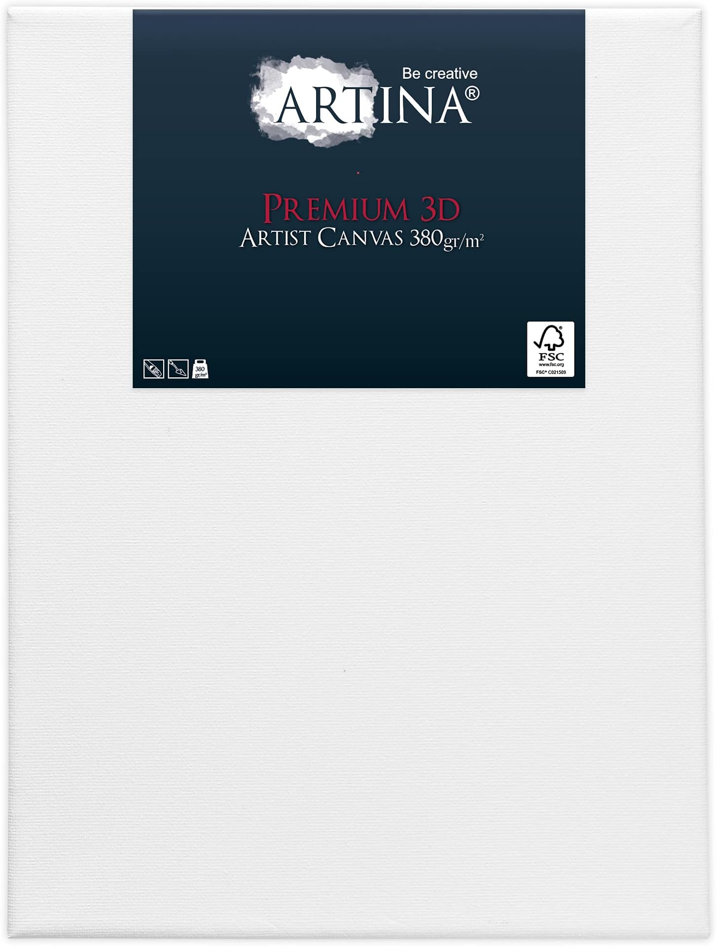 Artina Deep Edge Blank Canvas 15x30 cm Stretched Premium 3D Flat Art Painting Canvas Triple Gauche Primed
