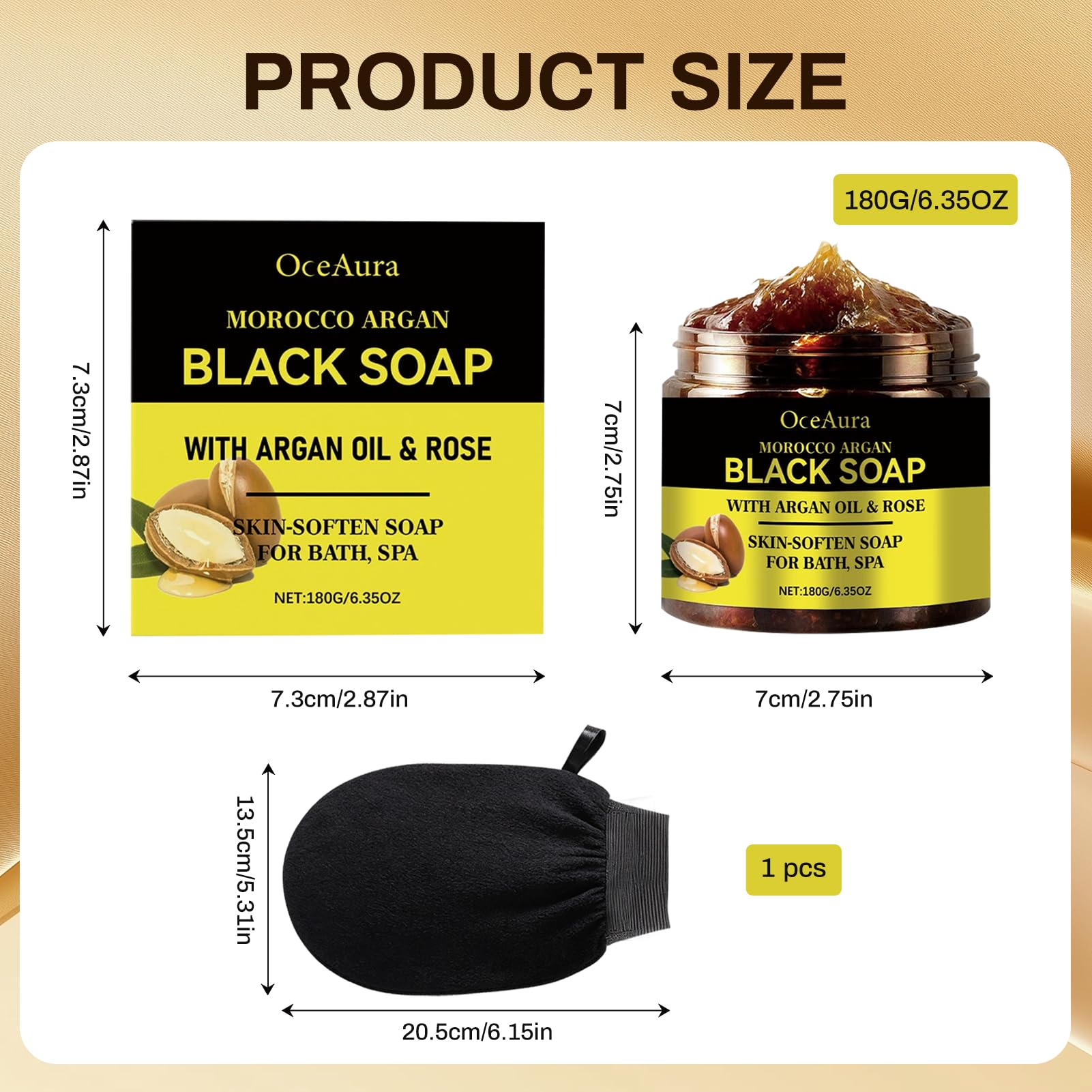 Sapone nero esfoliante marocchino 180g, sapone nero marocchino con argan e rosa, scrub corpo marocchino, sapone nero marocchino biologico con guanto esfoliante per la pelle morbida