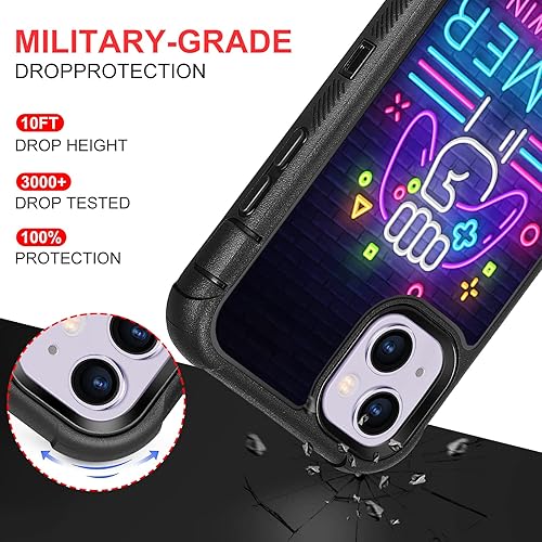 Miniatura 3 de XWMHHP Funda para iPhone 13 para iPhone 14, diseño de gamer Play Win para hombres y niños, 3 capas, resistente, a prueba de golpes, de plástico duro