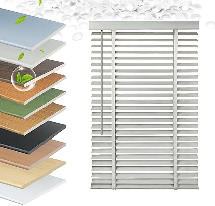 Faux Wood Blinds 2 Inch Cordless, Room Darkening Mini Venetian Horizontal Blinds & Shades for Indoor Windows, Office, Living Room, Bedroom, Multiple Colors