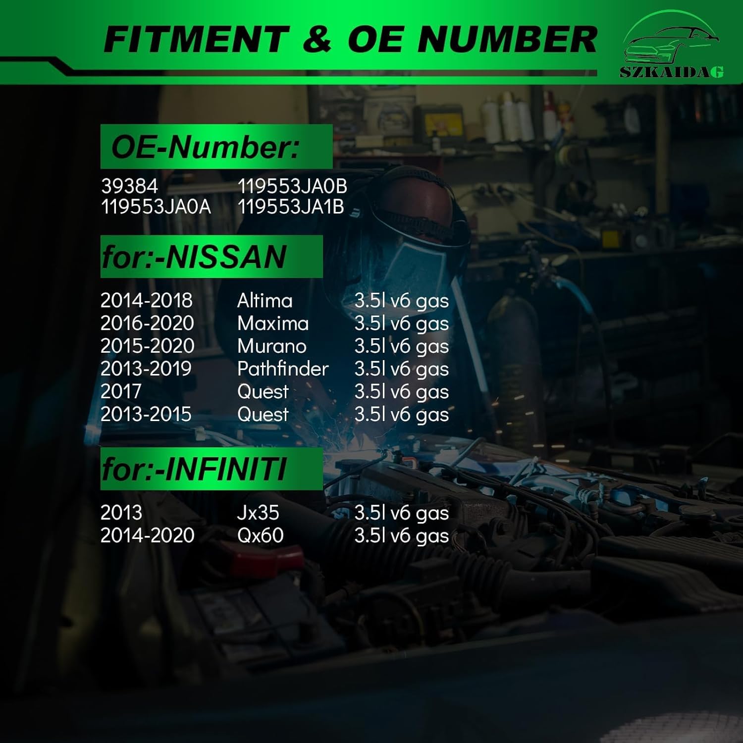 Belt Tensioner Assembly with Pulley for:-Nissan Altima 2014-2018 Maxima 2016-2020 Quest 2013-2017 for:-Infiniti Jx35 2013 Qx60 2014-2020 3.5L OE# 39384 119553JA0A 119553JA0B