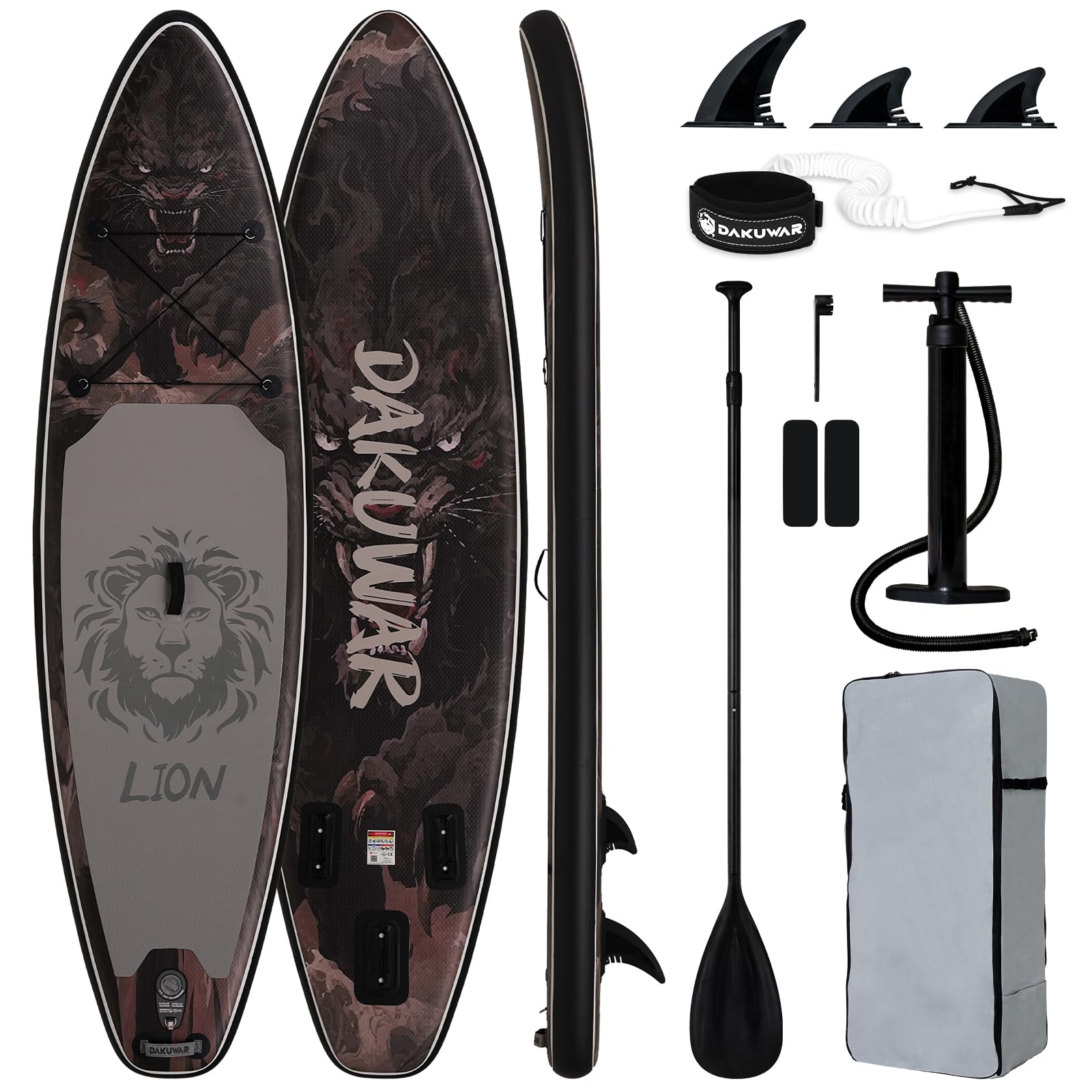 DAKUWAR Paddle Board 10'6''/10' Inflatable Stand Up Paddle Boards with SUP Accessories Ultra-Light Paddleboard Non-Slip Comfort Deck for Adults &