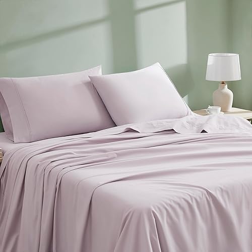 Miniatura 3 de Juego de sábanas de algodón orgánico de 300 hilos, 4 piezas, tamaño King, lavanda