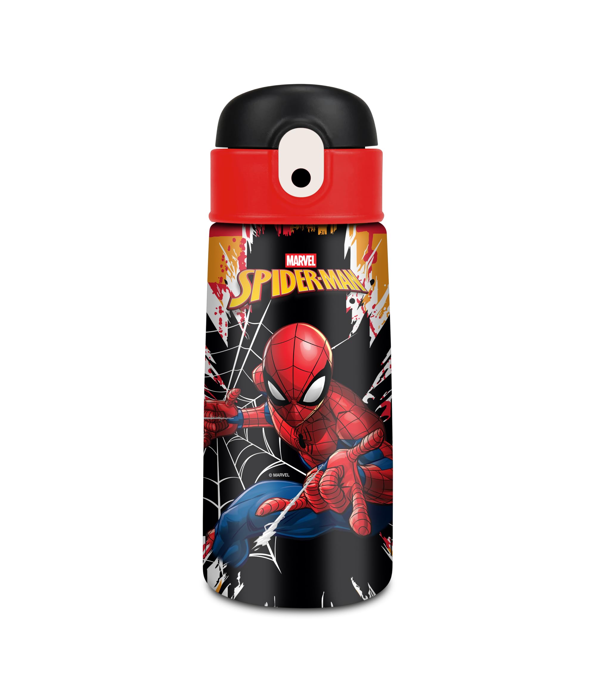 Seven Borraccia Kid Spiderman, Blu, 460 ml, Acciaio Inox, BPA free, Ermetica, Caldo 12h/freddo 24h, A prova di perdite, Riutilizzabile, Scuola, Sport, Viaggio, Bambino