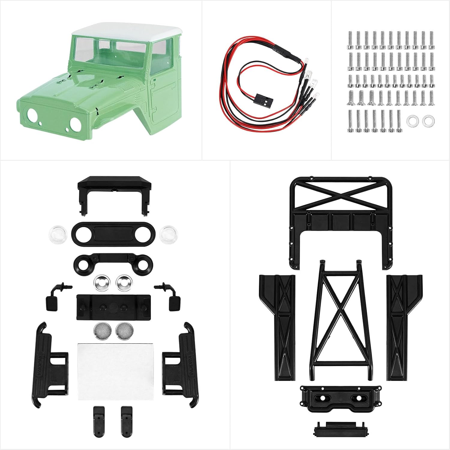 INJORA IR40-24 Half Truck Hard Body with Cage for 1/24 SCX24 Upgrade(Muted Green)