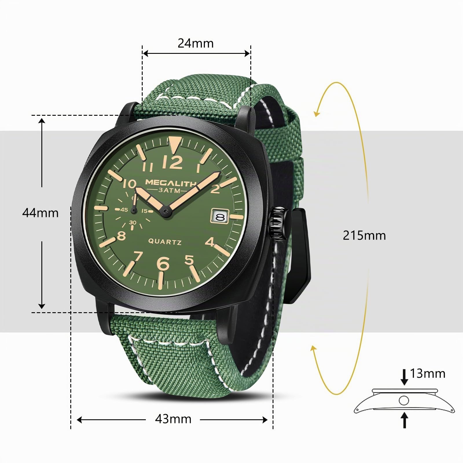 MEGALITH Herren Uhr Wasserdicht Armbanduhr: Sport Militär Großes Zifferblatt Männeruhr - Analog Quarz Mode Business Geschenke für Männer