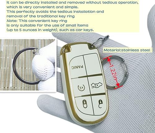 Miniatura 2 de RUNZUIE 2 fundas de TPU inteligentes para llavero Jeep Grand Cherokee Wrangler Compass Cherokee Renegade Patriot Grand Comander Dodge Challenger