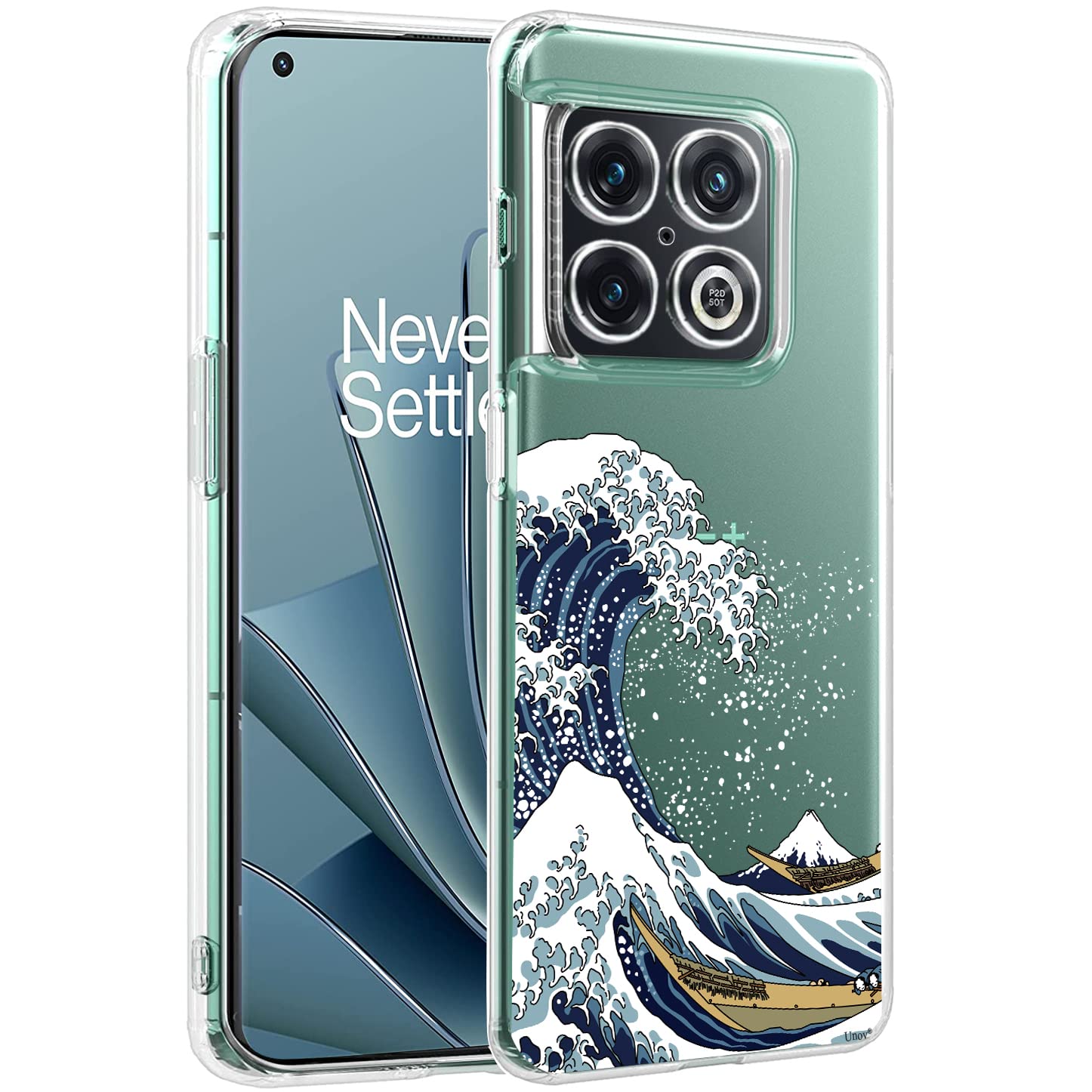 Unov Case Compatible with OnePlus 10 Pro 5G Clear with Design Soft TPU Shock Absorption Slim Embossed Pattern Protective Back Cover Case (Great Wave)