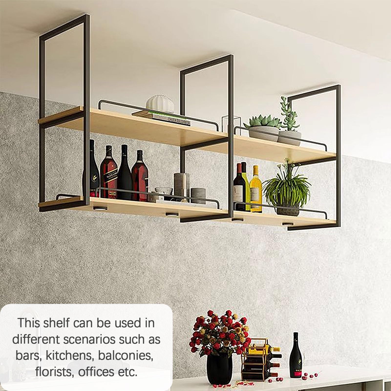 Amazon.co.jp: 天井棚 キッチン ポット パン ラック 吊り棚