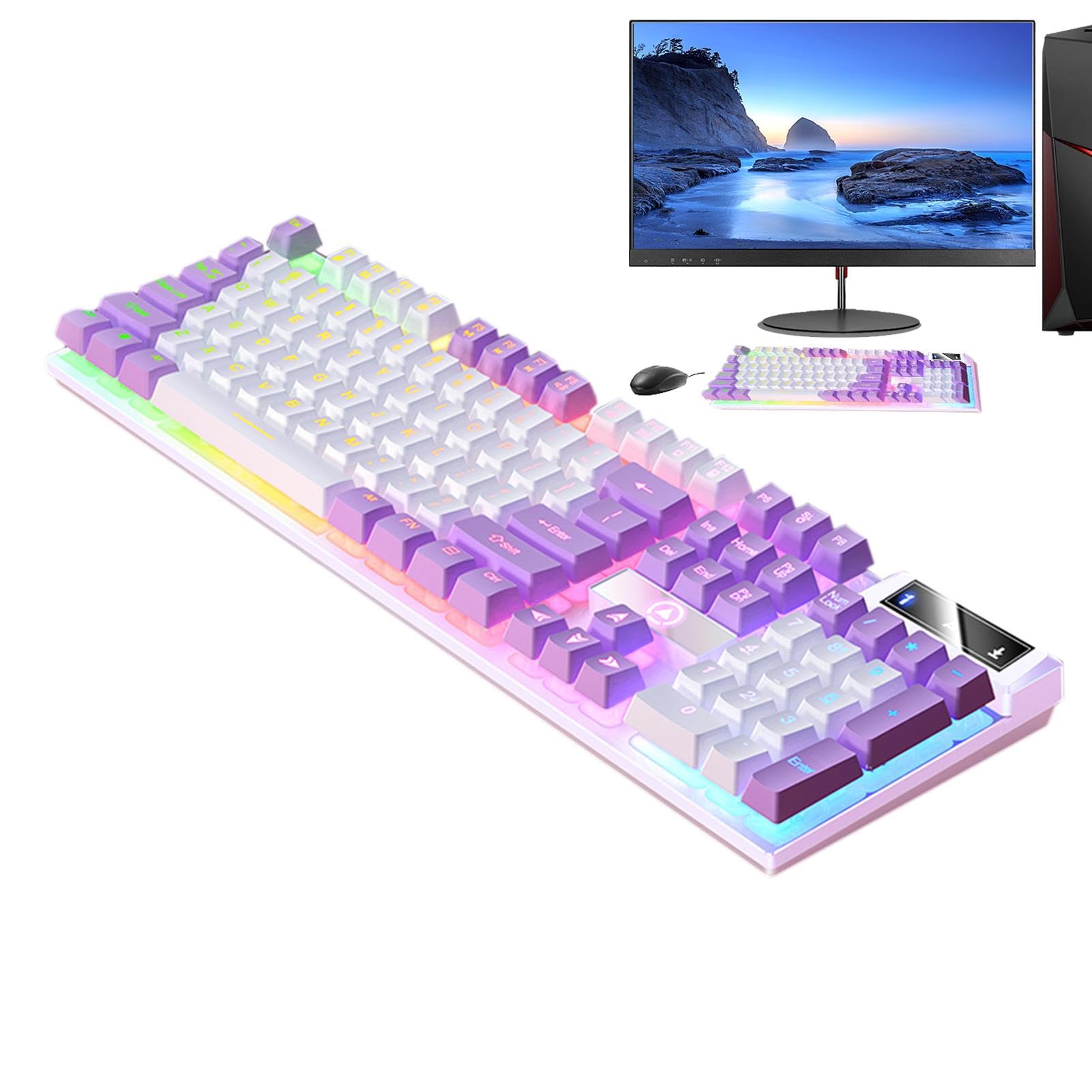 Tkrepbarnd 有線メカニカル キーボード、メカニカル ゲーム キーボード | 104 キー メカニカル フィール ゲーム キーボード | コンピュータキーボード、発光キーボード、有線キーボード、PCゲーマー用ゲームキーボード、デスクトップコンピュータ