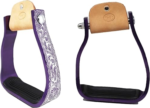 Horse Western 5" Barrel Racer Engraved Aluminum Angled Show Stirrups 51140