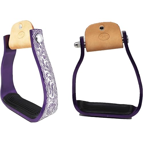 Horse Western 5" Barrel Racer Engraved Aluminum Angled Show Stirrups 51140