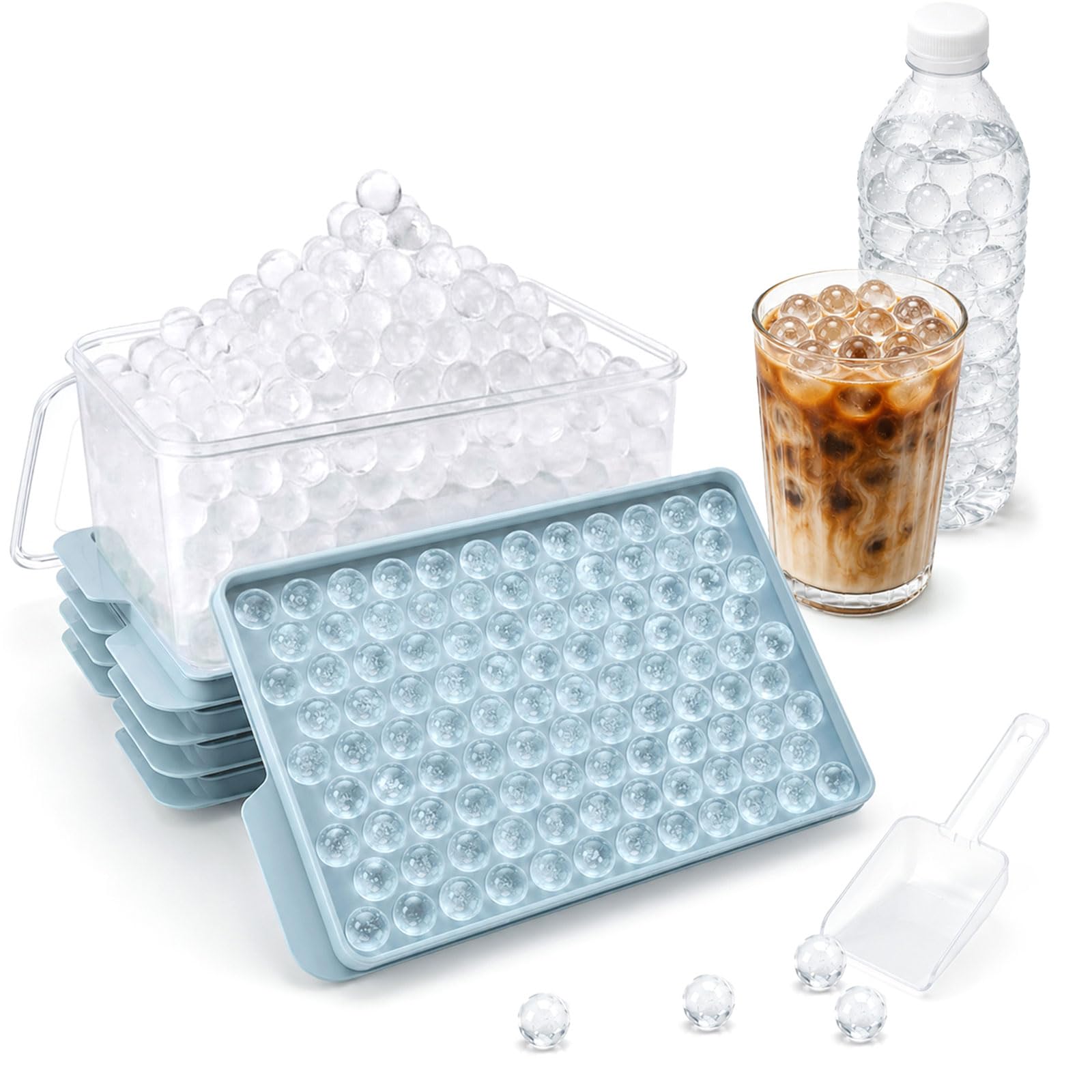 Photo 1 of Lamesa Mini Ice Cube Trays with Lid & Bin, 4-Pack