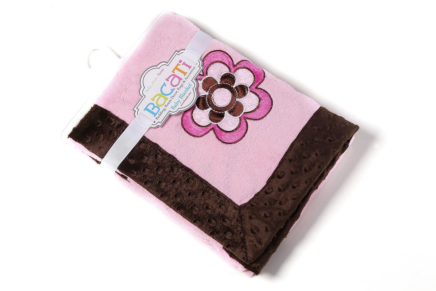 Bacati Damask Blanket, Pink/Chocolate