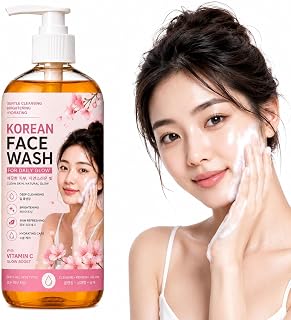 Gentle Korean Facial Cleanser for Women & Men - Vitamin C Glow Boost Face Wash for Deep Cleansing, Skin Refreshing & Hydrating Care, All Skin Types