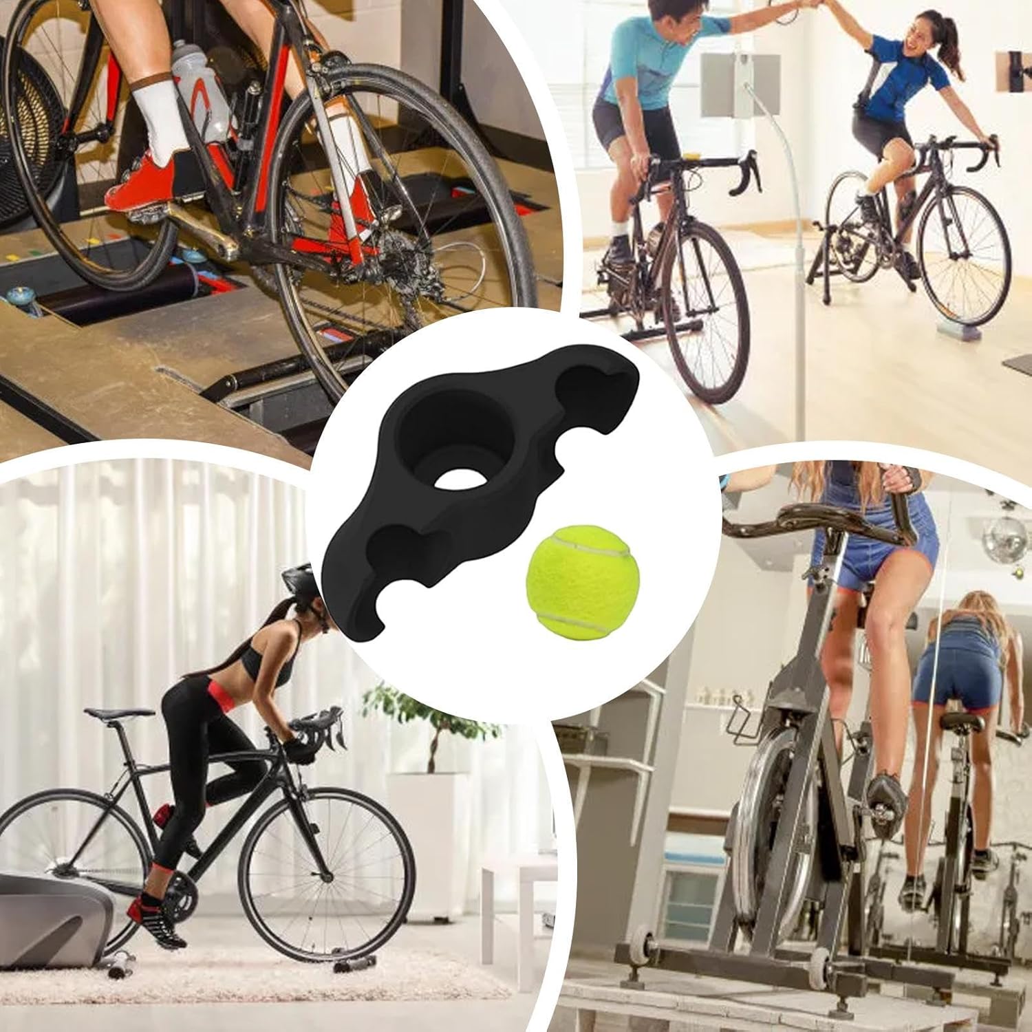 Indoor Cycling Adapters - Feet Rocker Plate Bike Trainer, Anti Slip 4X Stability Base with Shock Absorbing Core, Includes 8 Pack Tennis Balls, Ideal for Home Indoor Exercise Equipment