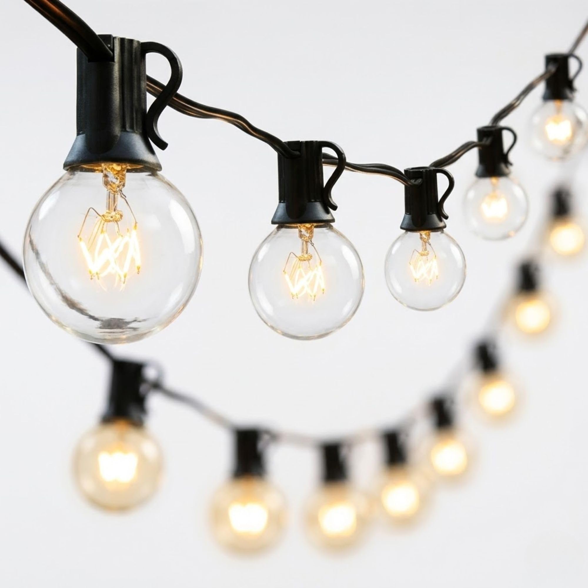 48FT Festoon String Lights Outdoor with 16 S14 Bulbs, Mains Powered Garden Patio Lights for Party, Backyard, Wedding & Decorative Lighting