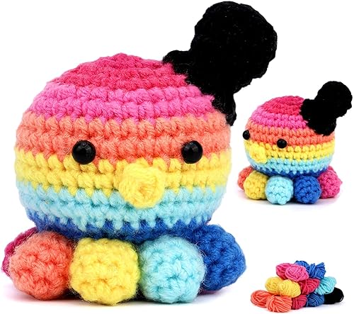 Sikcurg Kit de ganchillo para principiantes, kit de ganchillo Amigurumi tutoriales en video paso a paso, kits de manualidades para adultos y niños,