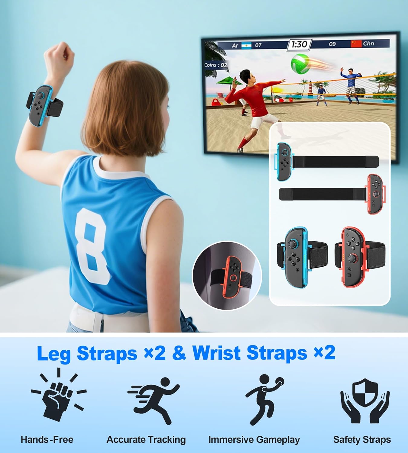 Switch 2 Sports Accessories Bundle – 16 in 1 Family Party Kit for Nintendo Switch 2 Only, with Golf Clubs, Tennis Rackets, Steering Wheels, Wrist & Leg Straps, Grips, Card Case & Storage Bag - Image 5