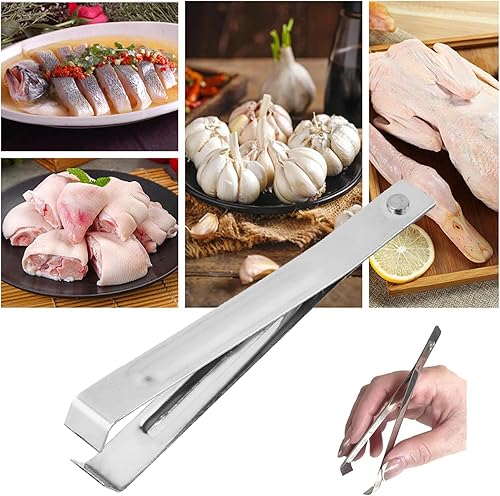 Miniatura 7 de Pinzas para pelar ajo de acero inoxidable, juego de pinzas de hueso de pescado, removedor de piel pelador de ajo, herramienta para quitar la piel,