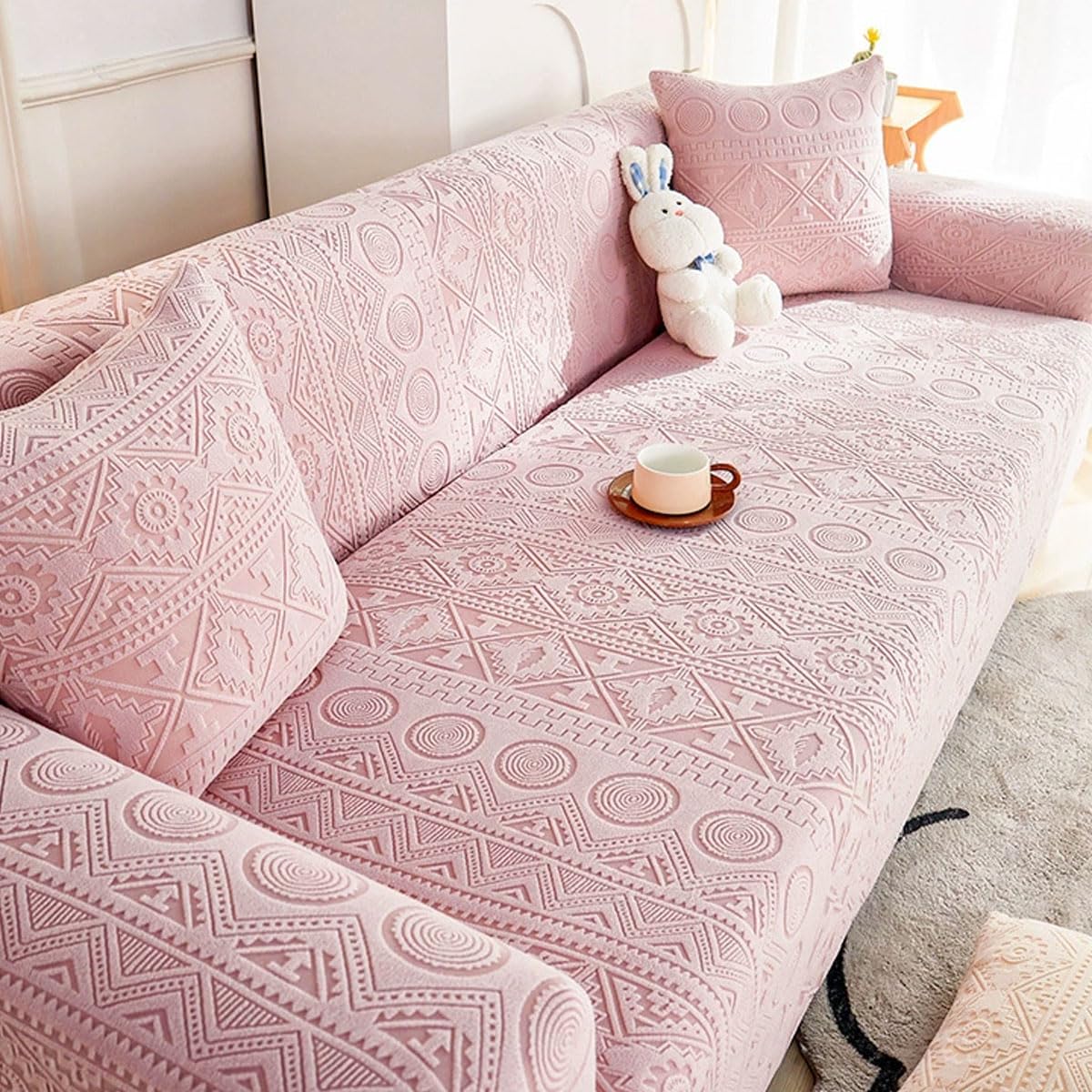 Qqwbhj M Sofa Cover Stretch 1 2 3 4 Seater Non Slip Couch Covers Anti Slip Thickened Sofa Slipcovers All-Inclusive Sofa Slipcover Polyester Spandex Furniture Protector(Size:2 Seater (145-185Cm),Color:m)