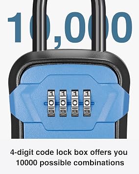 Puroma Key Lock Box for House Keys Combination Lockbox with Code, 1 Blue