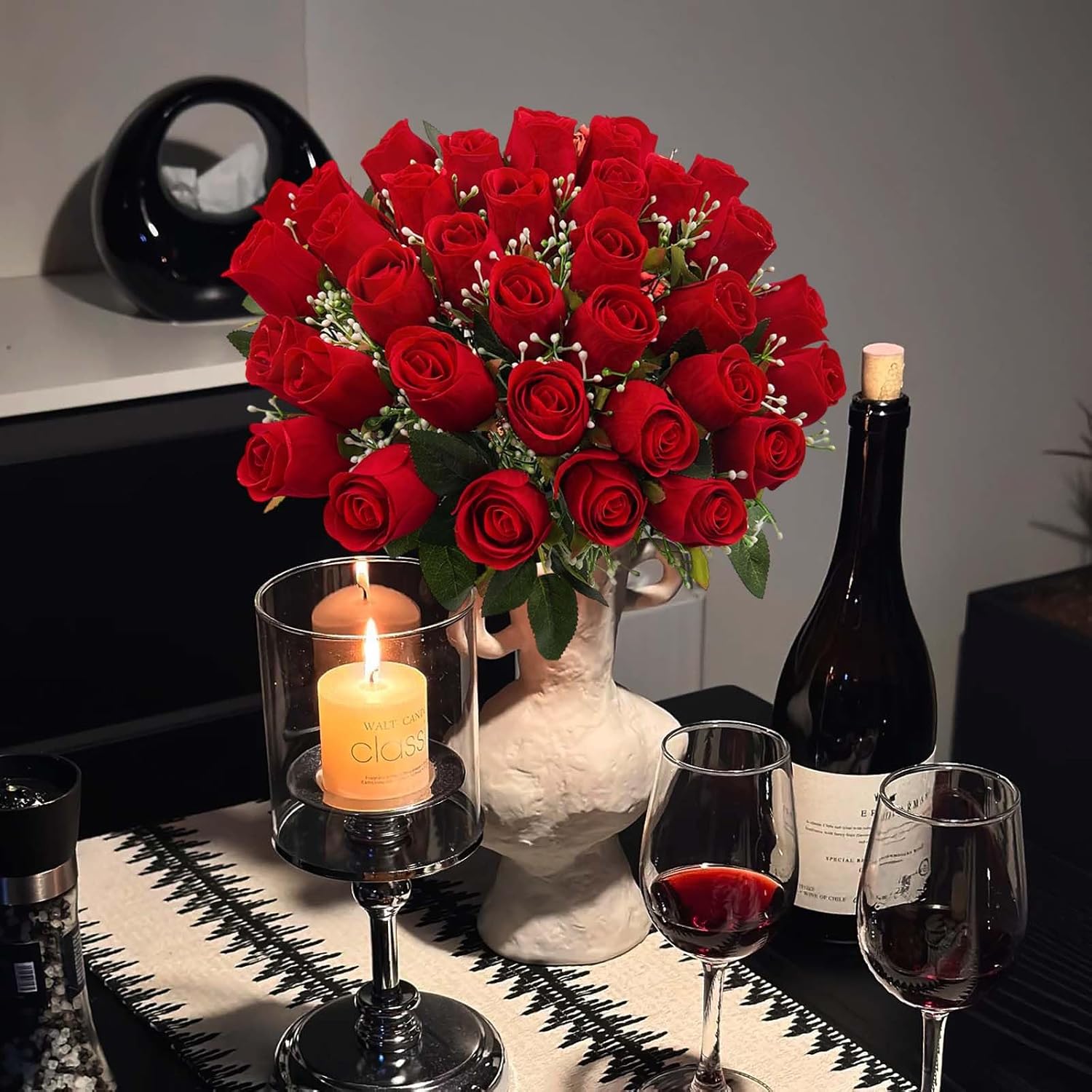 SNAIL GARDEN 36 Blooms Velvet Artificial Roses, 2 Bouquets Red Roses Faux Silk Flowers for Wedding Decor, Bridal Bouquet Home Decoration Table Centerpieces Romantic Gifts
